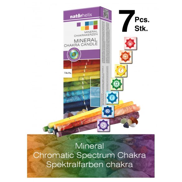 Naturhelix Mineral-Chakrakerzen in Spektralfarben, 7er-Packung