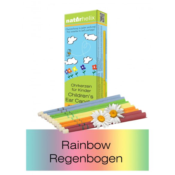Naturhelix Kinder-Ohrkerzen in Regenbogen-Farben mit Kamillenöl, 10er-Packung