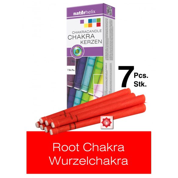Naturhelix Chakrakerzen - Wurzelchakra / Rot, 7er-Packung