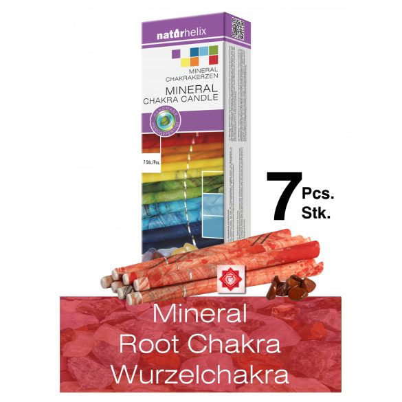 Naturhelix Mineral-Chakrakerzen - Wurzelchakra/Rot/Jaspis, 7er-Packung