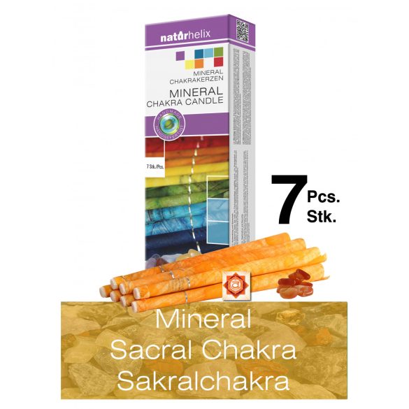 Naturhelix Mineral-Chakrakerzen - Sakralchakra/Orange/Karneol, 7er-Packung