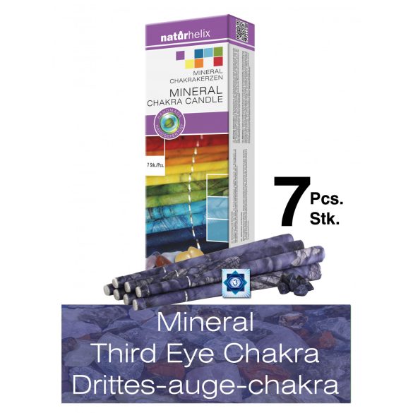 Naturhelix Mineral-Chakrakerzen - Stirnchakra/Dunkelblau/Sodalith, 7er-Packung