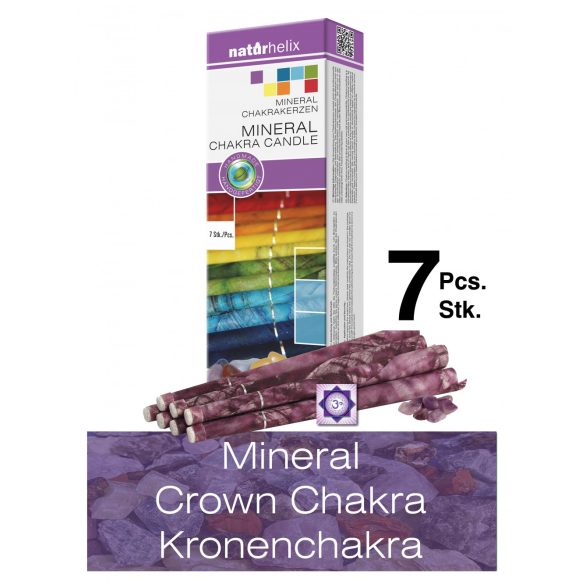 Naturhelix Mineral-Chakrakerzen - Kronenchakra/Violett/Amethyst, 7er-Packung